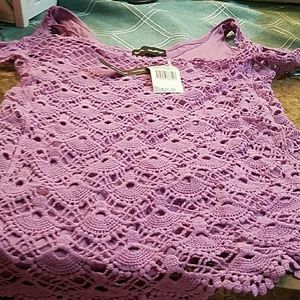Mason & MacKenzie purple crochet blouse NWT